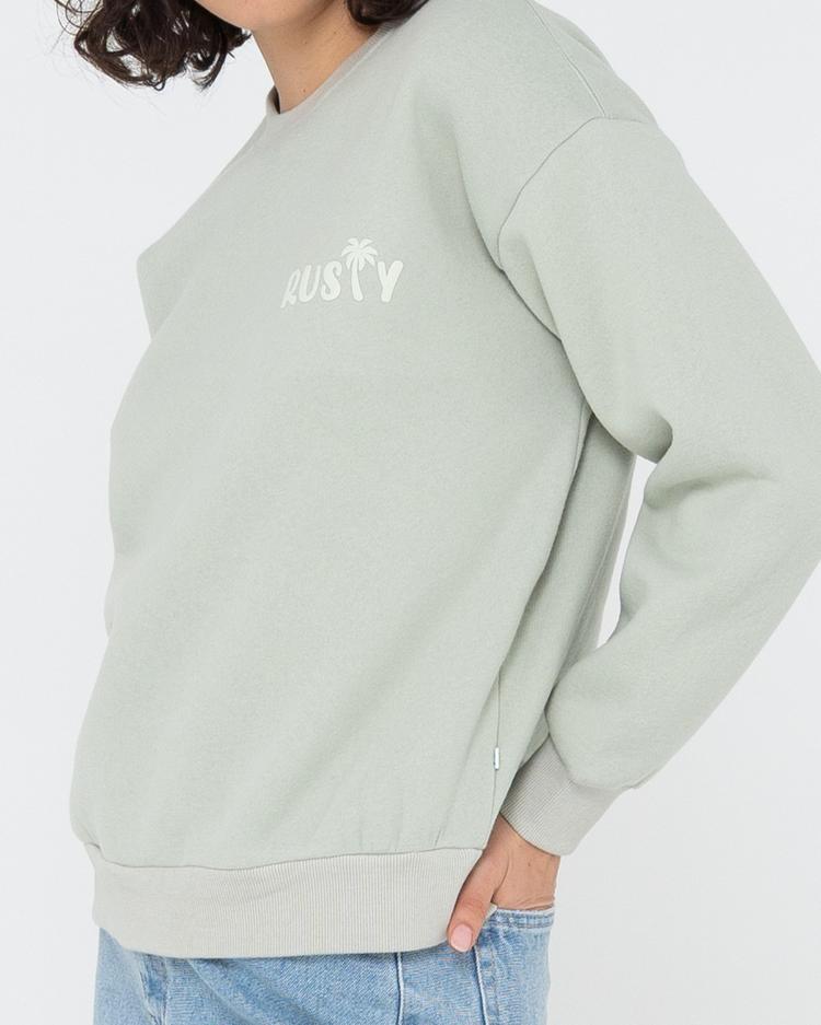 RUSTY RUSTY RUSTY PALM RELAXED CREW FLEECE Rundhalspullover Damen - Pastel Jade - 4 | SportScheck