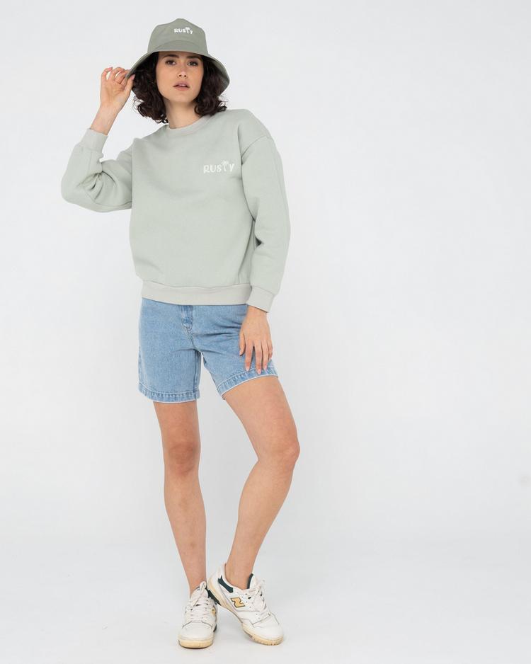 RUSTY RUSTY RUSTY PALM RELAXED CREW FLEECE Rundhalspullover Damen - Pastel Jade - 5 | SportScheck