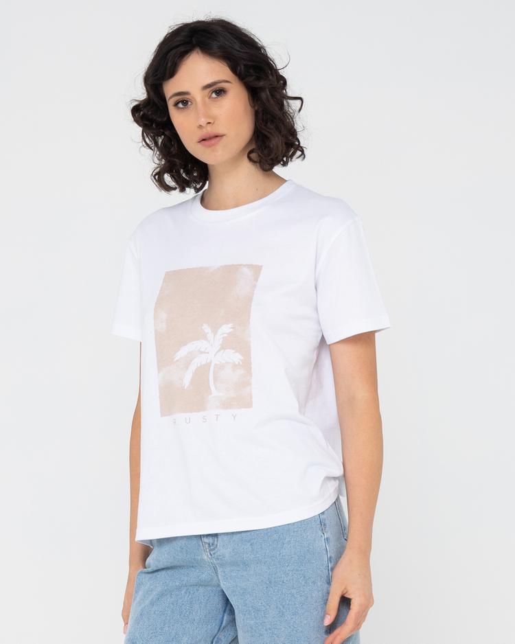 RUSTY RUSTY SUNSET PALM ORGANIC COTTON RELAXED TEE T-Shirt Damen - White - 2 | SportScheck