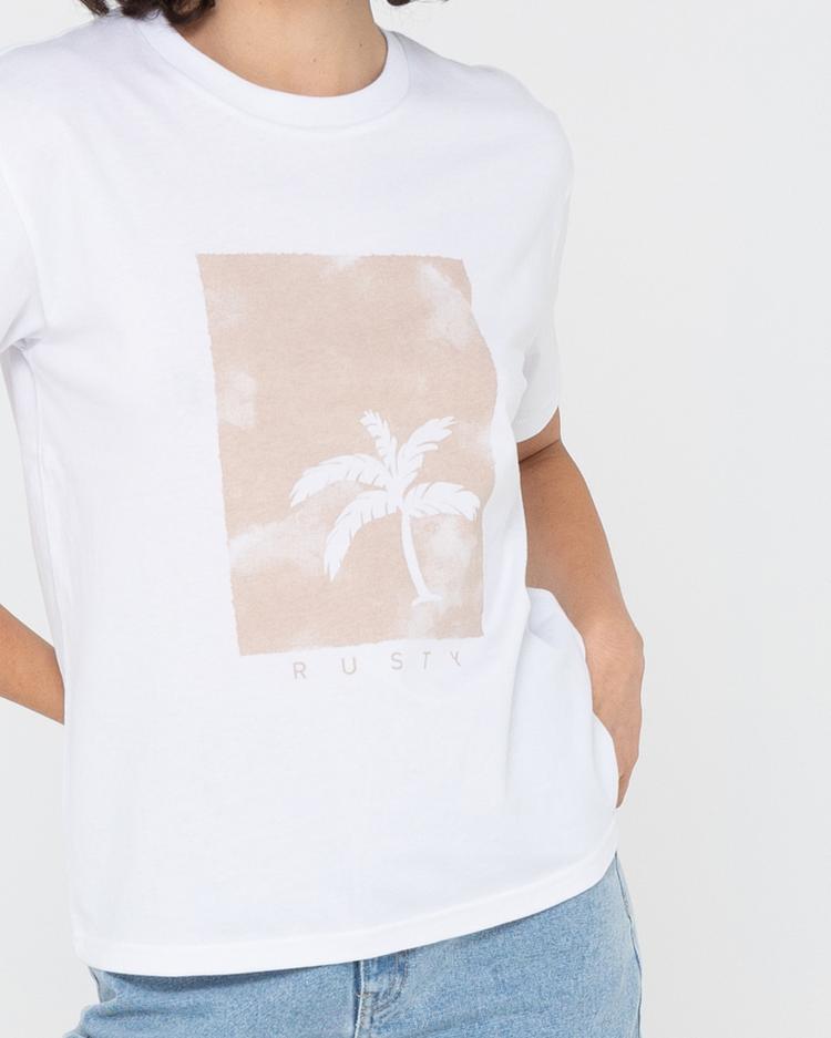 RUSTY RUSTY SUNSET PALM ORGANIC COTTON RELAXED TEE T-Shirt Damen - White - 3 | SportScheck
