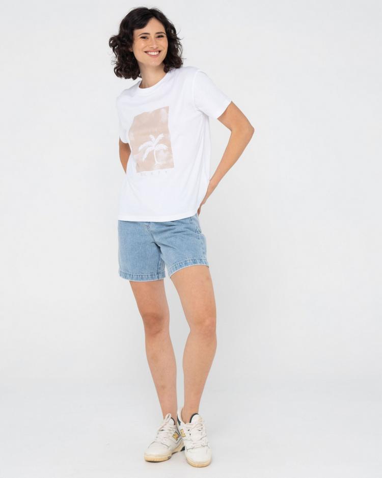 RUSTY RUSTY SUNSET PALM ORGANIC COTTON RELAXED TEE T-Shirt Damen - White - 4 | SportScheck