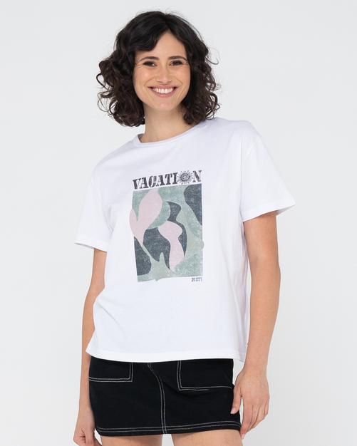 Rückansicht von RUSTY VACATION RELAXED FIT TEE T-Shirt Damen White