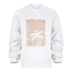 RUSTY SUNSET PALM OVERSIZE CREW NECK FLEECE Sweatshirt Damen White