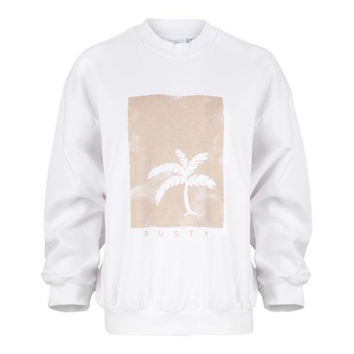 RUSTY SUNSET PALM OVERSIZE CREW NECK FLEECE Sweatshirt Damen