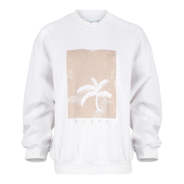 RUSTY RUSTY SUNSET PALM OVERSIZE CREW NECK FLEECE Sweatshirt Damen - White - 0 | SportScheck