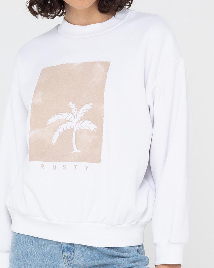 RUSTY RUSTY SUNSET PALM OVERSIZE CREW NECK FLEECE Sweatshirt Damen - White - 4 | SportScheck