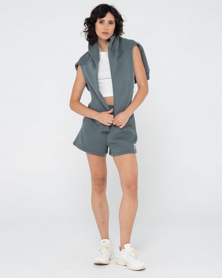RUSTY RUSTY BUSY LIVING FLEECE SHORT Sweatshorts Damen - Dusty Teal - 6 | SportScheck