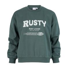 RUSTY BUSY LIVING RELAXED CREW FLEECE Rundhalspullover Damen Dusty Teal