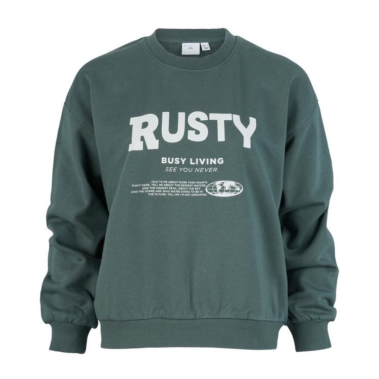 RUSTY RUSTY BUSY LIVING RELAXED CREW FLEECE Rundhalspullover Damen - Dusty Teal - 0 | SportScheck