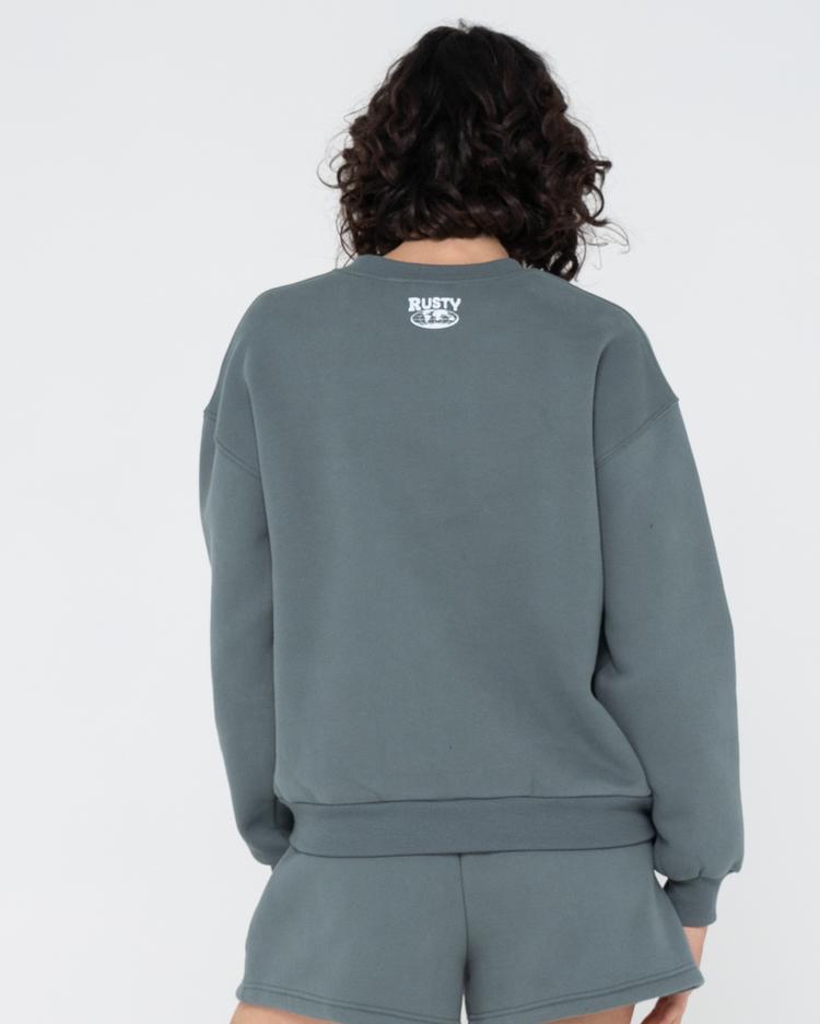 RUSTY RUSTY BUSY LIVING RELAXED CREW FLEECE Rundhalspullover Damen - Dusty Teal - 1 | SportScheck