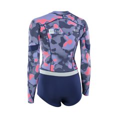 Rückansicht von ION Textil Amaze Hot Shorty 1.5 LS Front Zip Neoprenanzug Damen capsule-pink