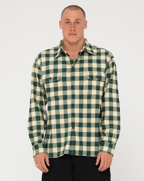 Rückansicht von RUSTY BOROUGH LONG SLEEVE SHIRT Langarmhemd Herren Green Bay