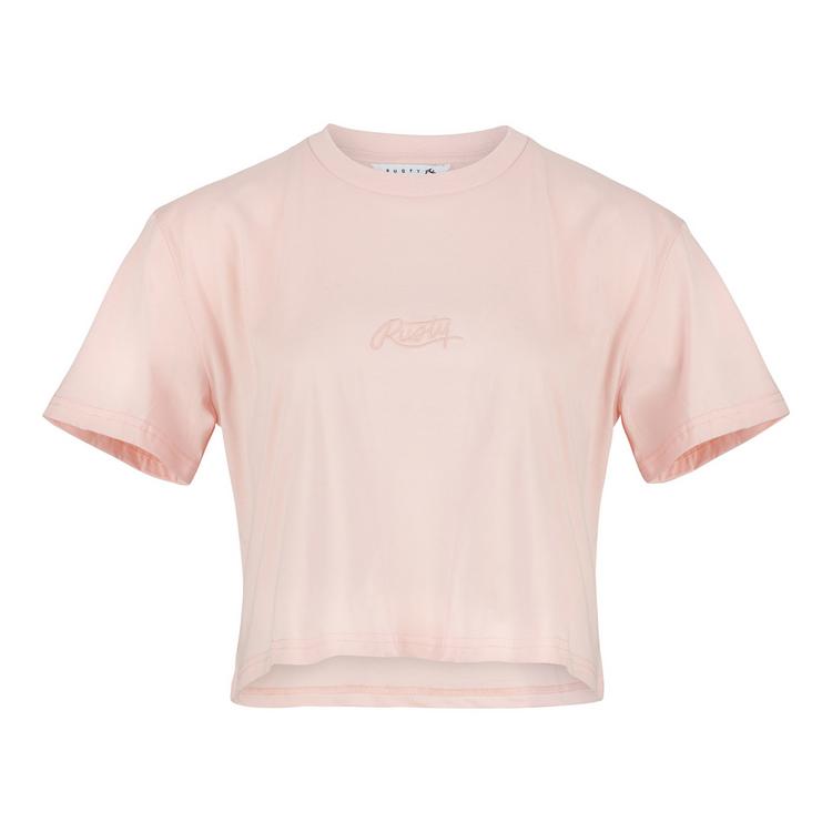 RUSTY RUSTY RUSTY SCRIPT RELAXED FIT CROP TEE T-Shirt Damen - Pastel Pink - 0 | SportScheck