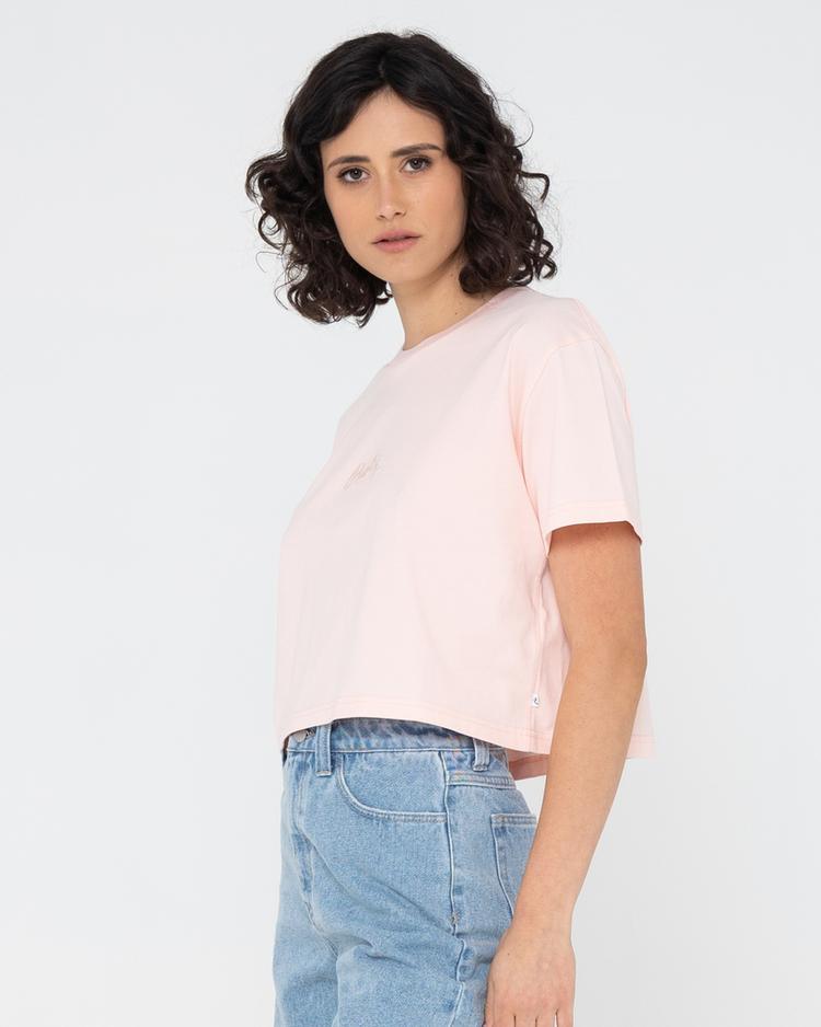 RUSTY RUSTY RUSTY SCRIPT RELAXED FIT CROP TEE T-Shirt Damen - Pastel Pink - 2 | SportScheck
