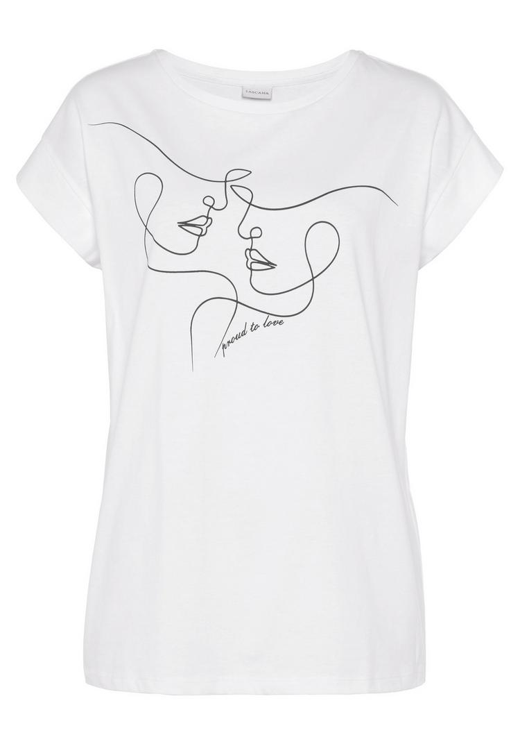 Lascana Lascana Kurzarmshirt T-Shirt Damen - wei&szlig; - 0 | SportScheck