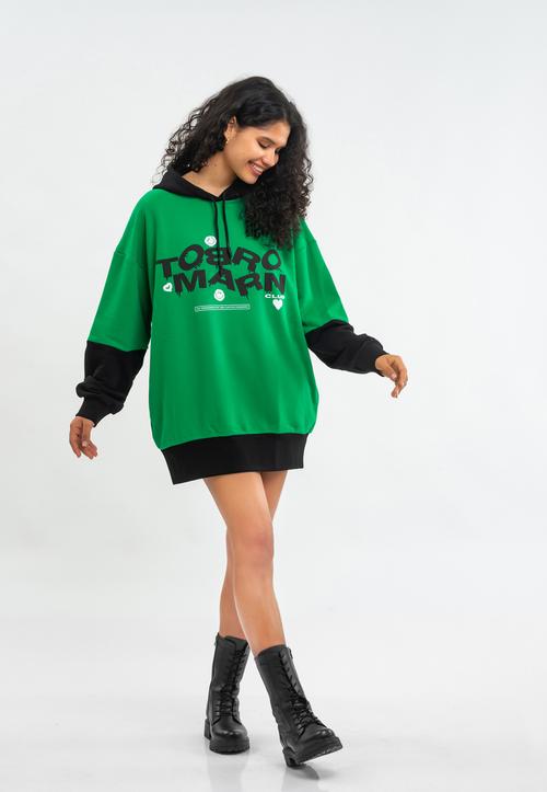 Rückansicht von Tom Barron WOMEN OVERSIZE FIT TUNIC SWEATSHIRT Sweatshirt Damen LIVE GREEN