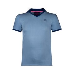 Rückansicht von BIDI BADU Tano Tech Polo blue/pink Tennisshirt Herren blau/dunkelblau