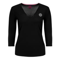 Rückansicht von BIDI BADU Ariana Tech V-Neck Longsleeve pink Tennisshirt Damen schwarz