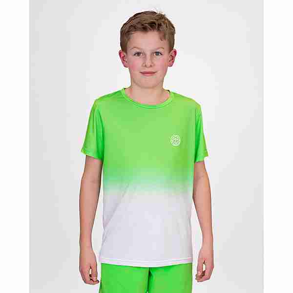 BIDI BADU Crew Junior Tee black Tennisshirt Kinder Neongrün/Weiß