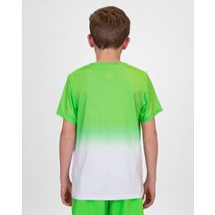 Rückansicht von BIDI BADU Crew Junior Tee black Tennisshirt Kinder Neongrün/Weiß