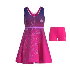 Rückansicht von BIDI BADU Colortwist 2In1 Dress aqua/ blue Tenniskleid Damen Pink/Dunkelblau