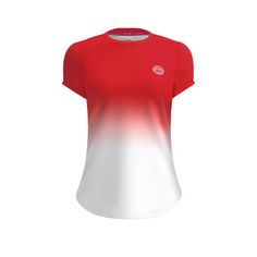 Rückansicht von BIDI BADU Crew Tee black Tennisshirt Damen Rot/Weiß