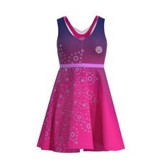 Rückansicht von BIDI BADU Colortwist Junior Dress aqua/ blue Tenniskleid Kinder Pink/Dunkelblau