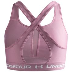 Rückansicht von Under Armour Crossback Mid Sport-BH Damen rosa / weiß