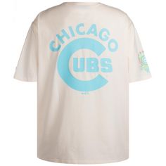 Rückansicht von New Era MLB Chicago Cubs Pastel T-Shirt Herren weiß / hellblau