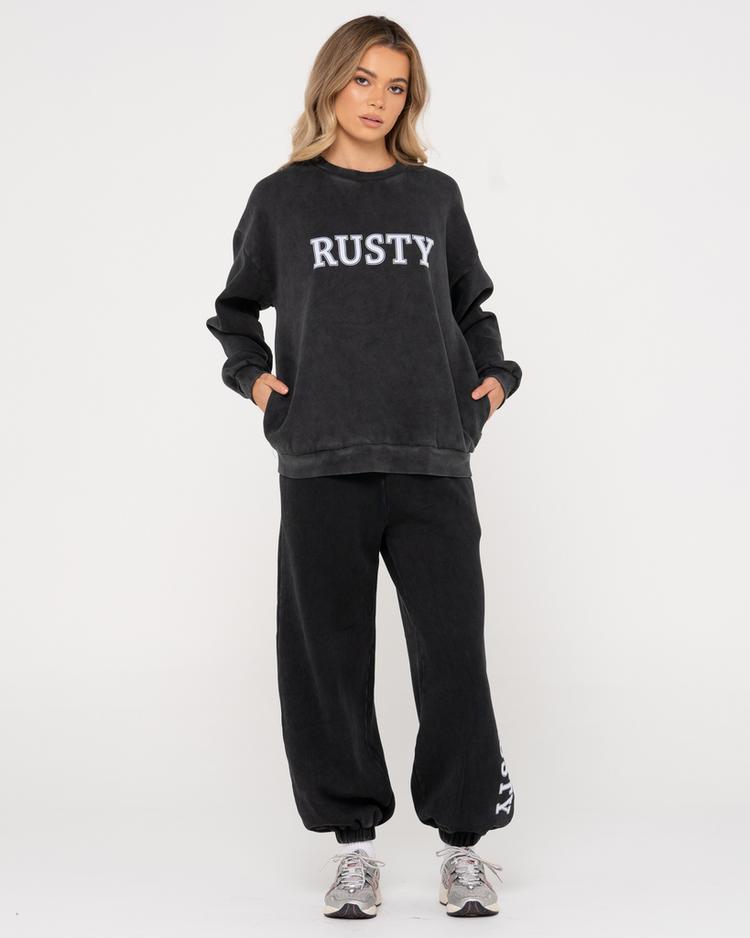 RUSTY RUSTY RUSTY OVERSIZE CREW FLEECE Sweatshirt Damen - Washed Black - 4 | SportScheck