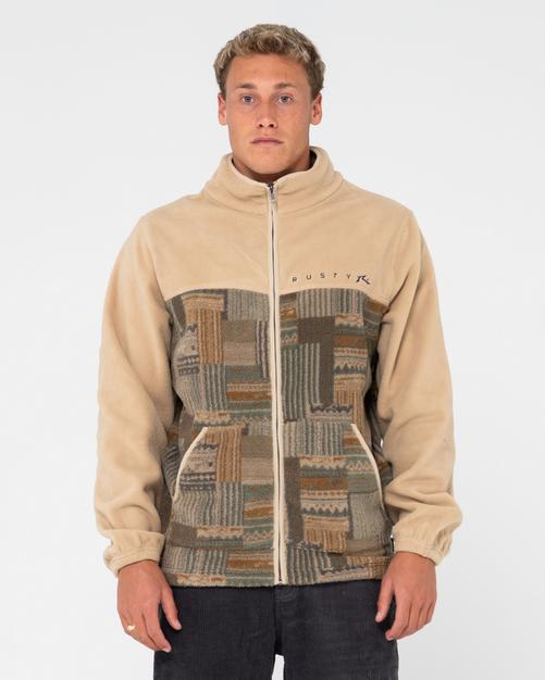 Rückansicht von RUSTY SHAG PANELED FULL ZIP FLEECE Fleecejacke Herren Light Fennel