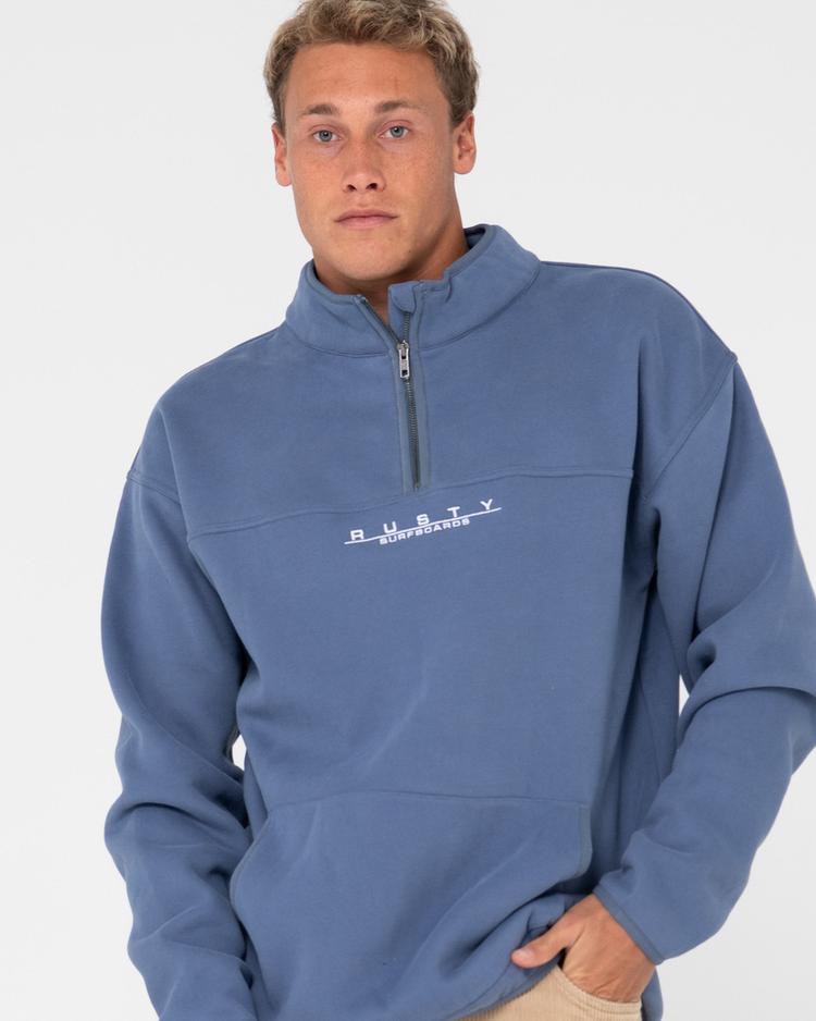 RUSTY RUSTY RS RELAXED 1/4 ZIP SUPER FLEECE Fleecepullover Herren - China Blue - 3 | SportScheck