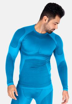 Rückansicht von Black Snake Seamless Hemd Python Funktionsshirt Herren Blau