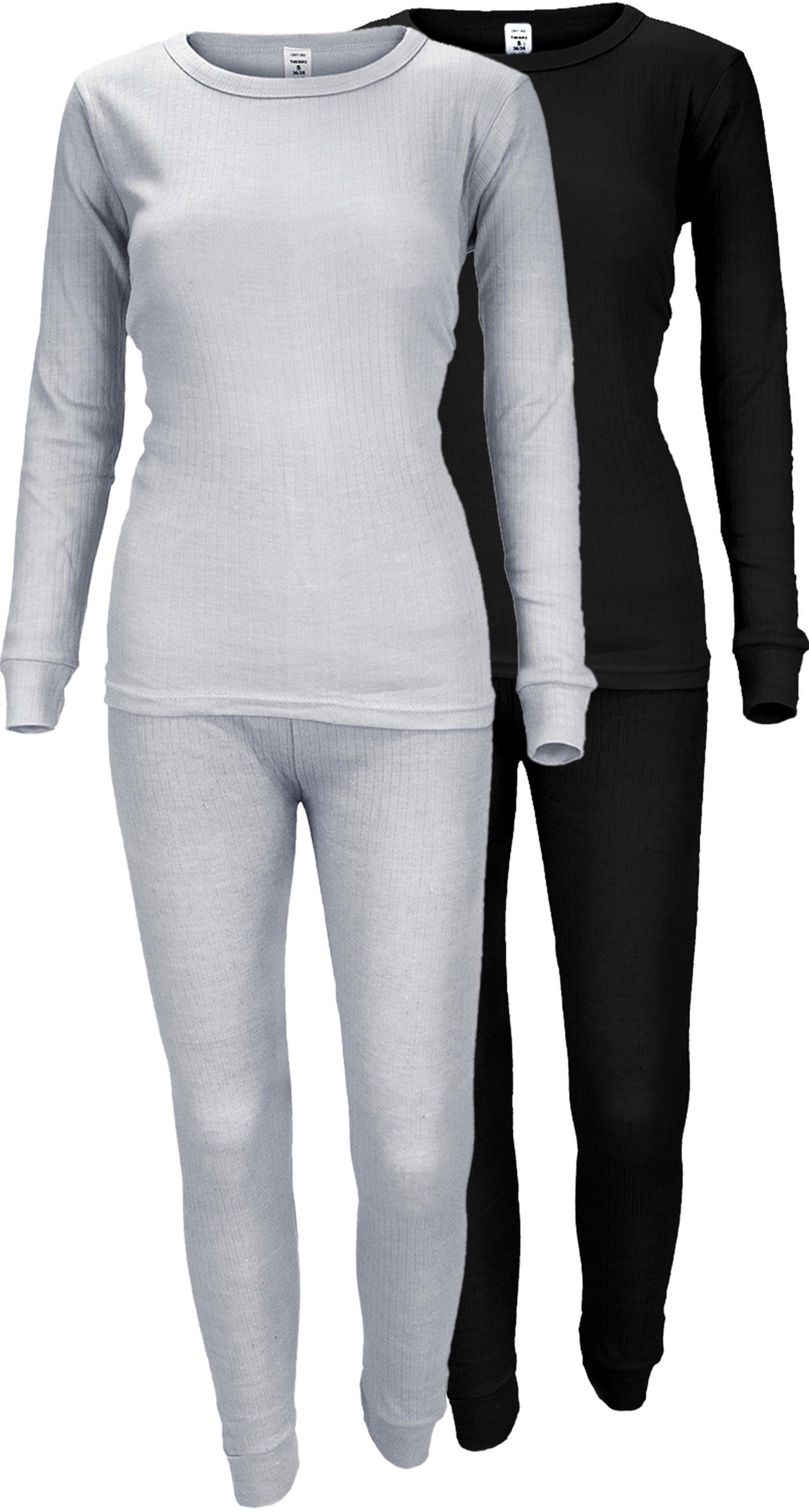 Damen Thermounterwäsche mit Innenfleece - Set Unterhemd und Unterhose