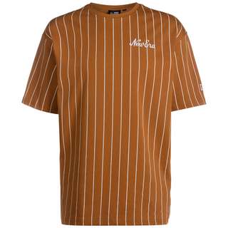 New Era Pinstripe Oversized T-Shirt Herren orange / weiß