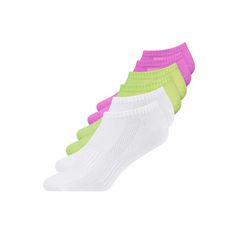 Snocks Sneaker Socken aus Bio-Baumwolle Freizeitsocken Mix (Grün/Weiß/Pink)