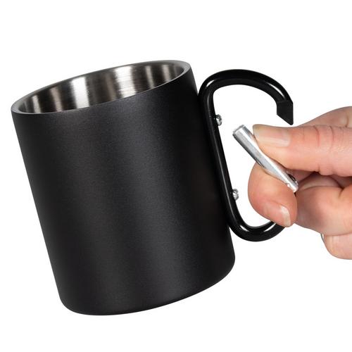 Rückansicht von Black Snake 2er Set Edelstahl Tasse Carabiner Trinkbecher Schwarz