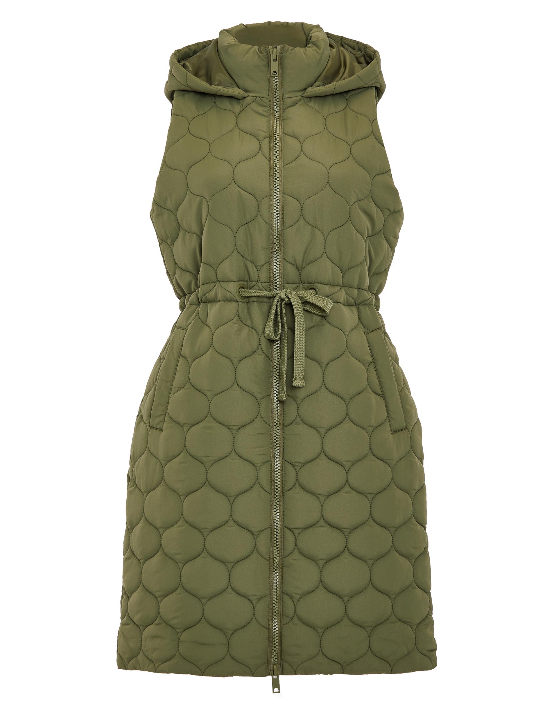 Threadbare THB Crush Quilted Long Line Gillet Longweste Damen Khaki im