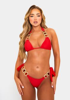 Rückansicht von Moda Minx Boujee Triangel Top Bikini Oberteil Damen Red