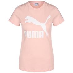 PUMA Classics Logo T-Shirt Damen korall / weiß