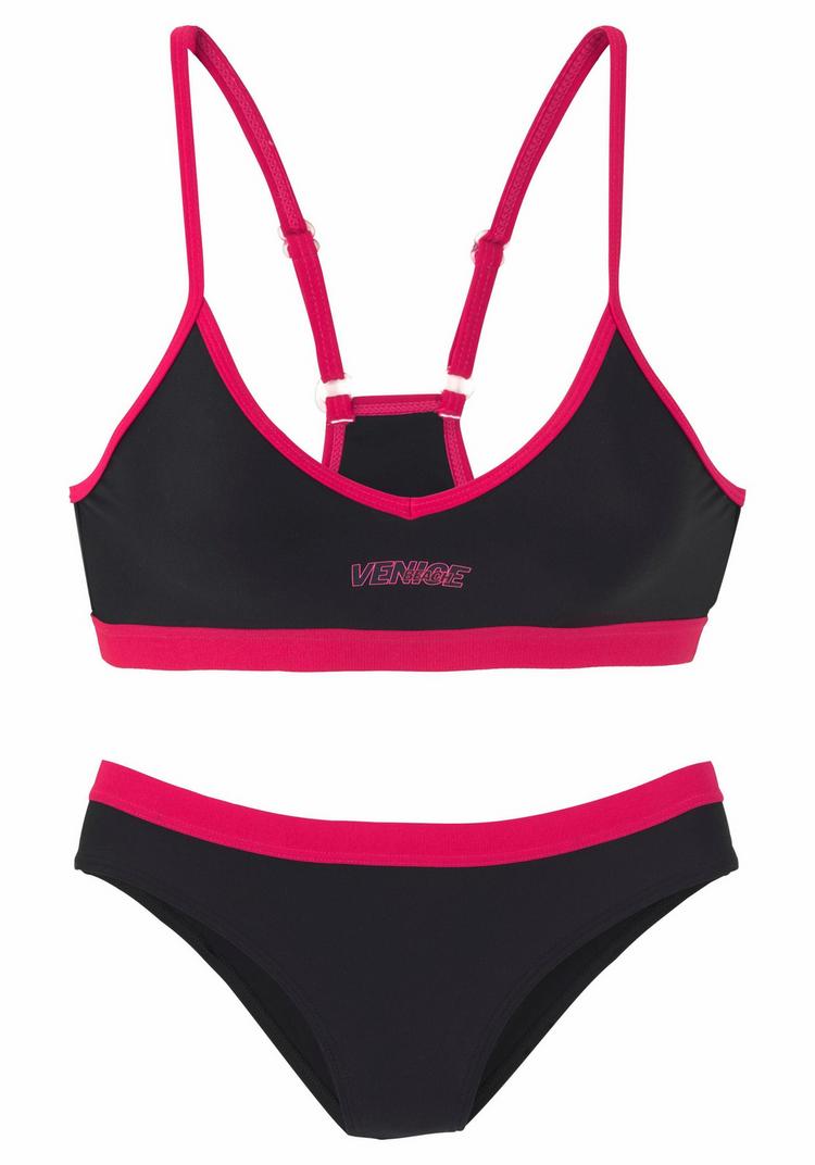 VENICE BEACH VENICE BEACH Bustier-Bikini Bikini Set Damen - schwarz-pink - 0 | SportScheck