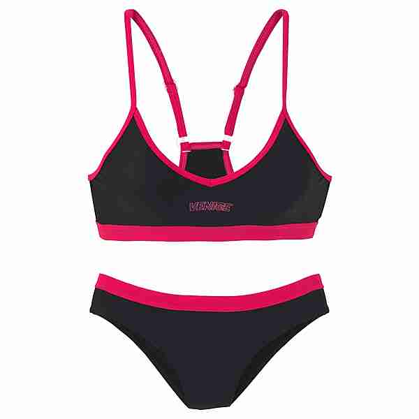 VENICE BEACH Bustier-Bikini Bikini Set Damen schwarz-pink