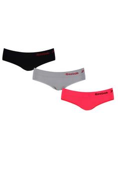 Reebok Nathlose Slips 3-Pack Unterhose Damen Black NeonRed Grey