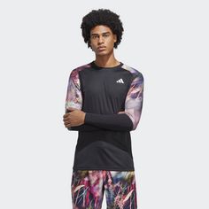 Rückansicht von adidas Melbourne Tennis HEAT.RDY Longsleeve Poloshirt Herren Multicolor / Black