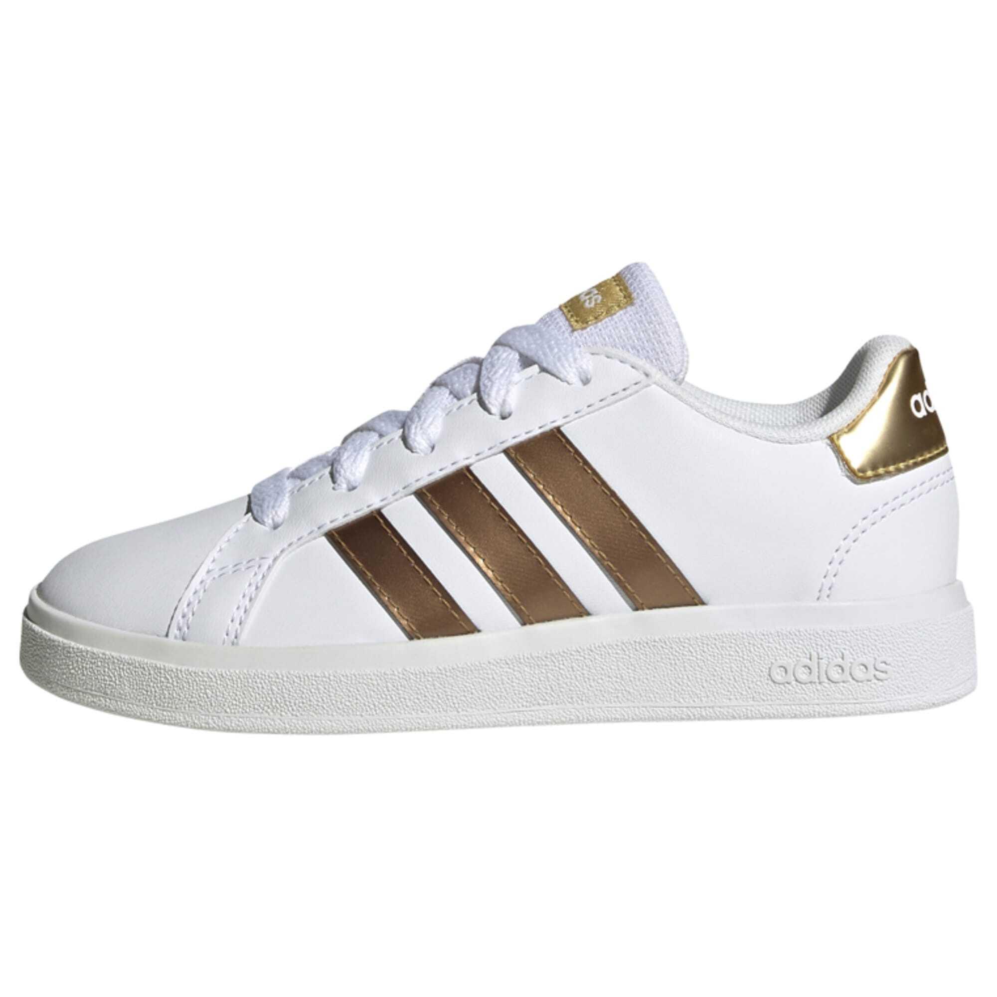 Adidas Grand Court Sustainable Lace Schuh Sneaker Kinder Cloud White Cloud White Matte Gold im Online Shop von SportScheck kaufen