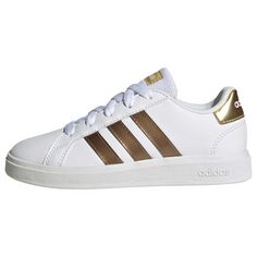 adidas Grand Court Sustainable Lace Schuh Sneaker Kinder Cloud White / Cloud White / Matte Gold