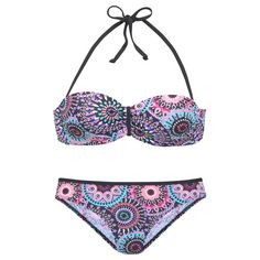 Lascana Bügel-Bandeau-Bikini Bikini Set Damen lila bedruckt