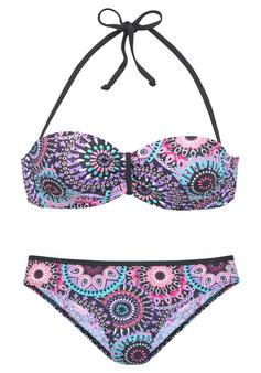 Lascana Bügel-Bandeau-Bikini Bikini Set Damen lila bedruckt