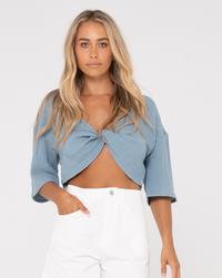 RUSTY SOMEWHERE TWISTED REVERSIBLE TOP 2-in-1 Top Damen - DUSTY BLUE
