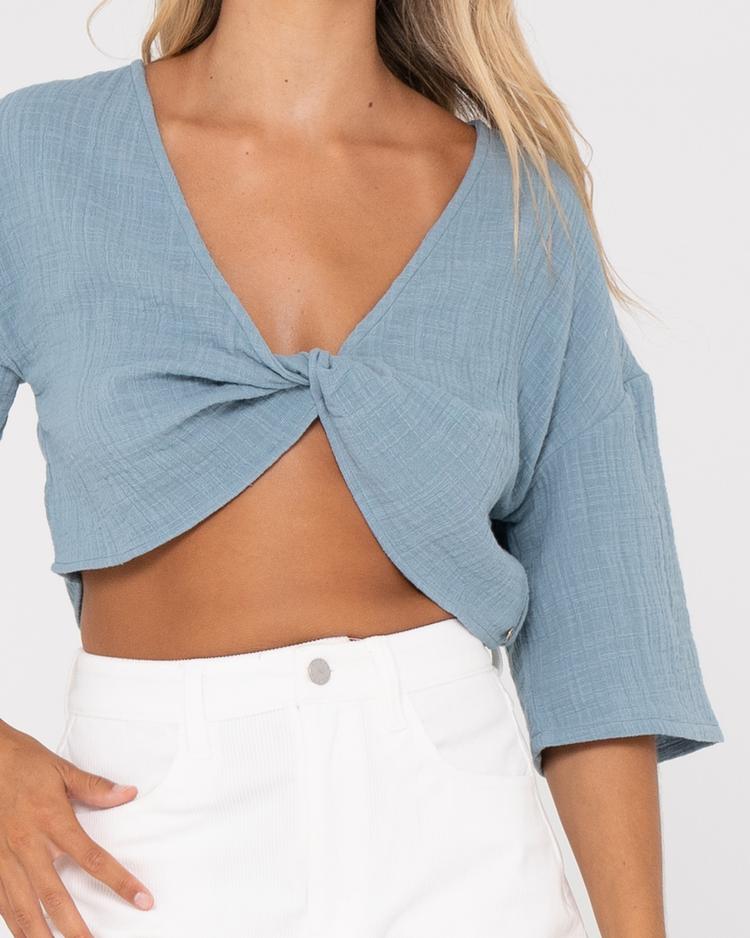RUSTY RUSTY SOMEWHERE TWISTED REVERSIBLE TOP 2-in-1 Top Damen - DUSTY BLUE - 2 | SportScheck